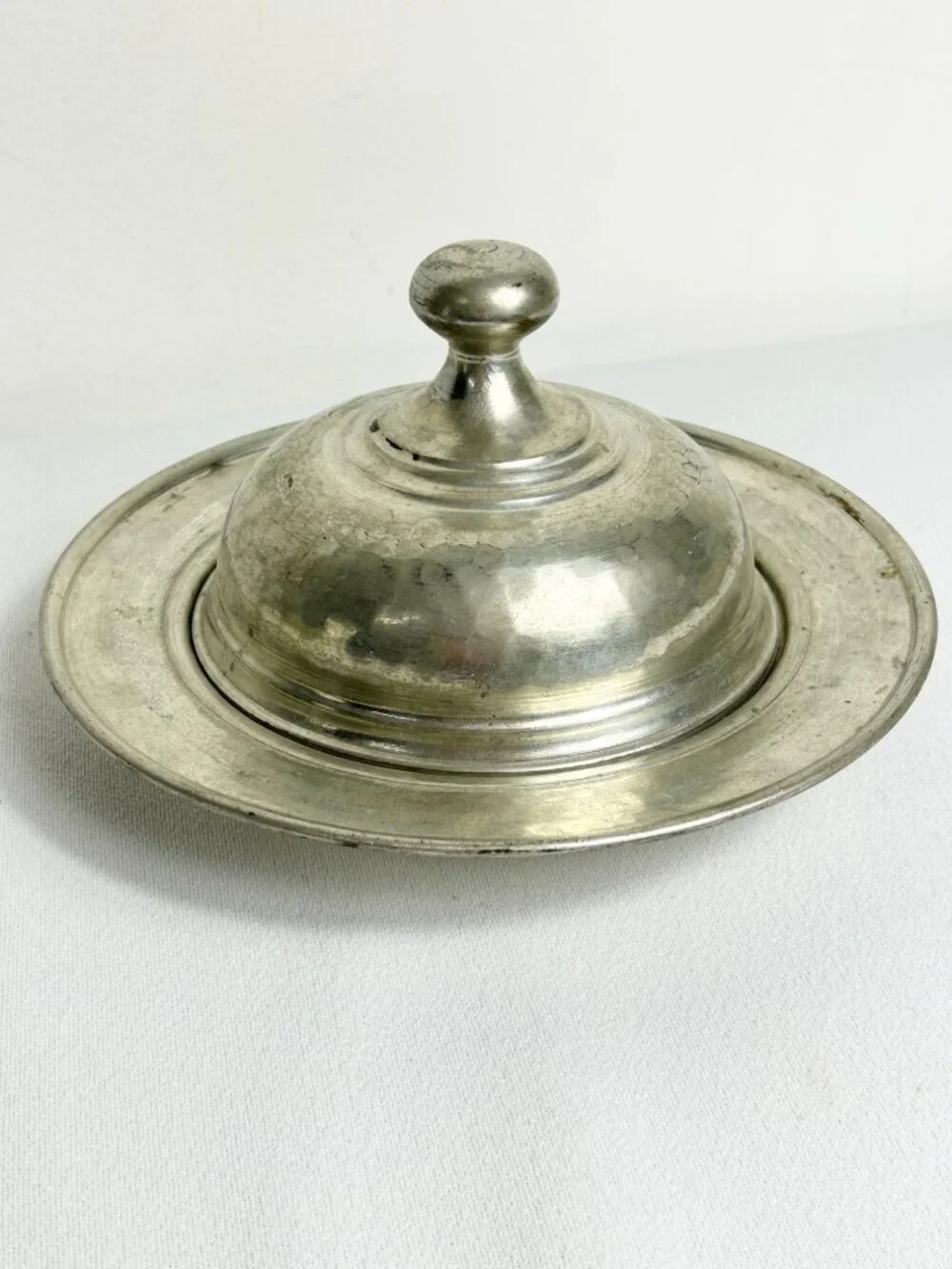 Vintage Pewter Hand Hammered Domed Lid Serving Dish Set
